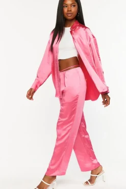 Satin Strappy Mid-Rise Pants