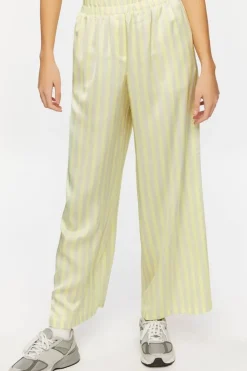 Satin Striped Wide-Leg Pants