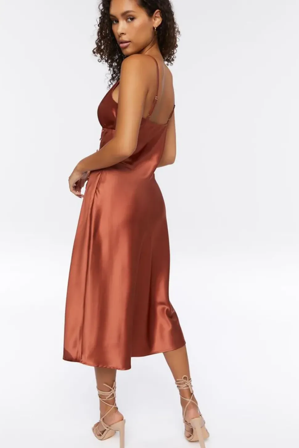 Satin Surplice Midi Dress