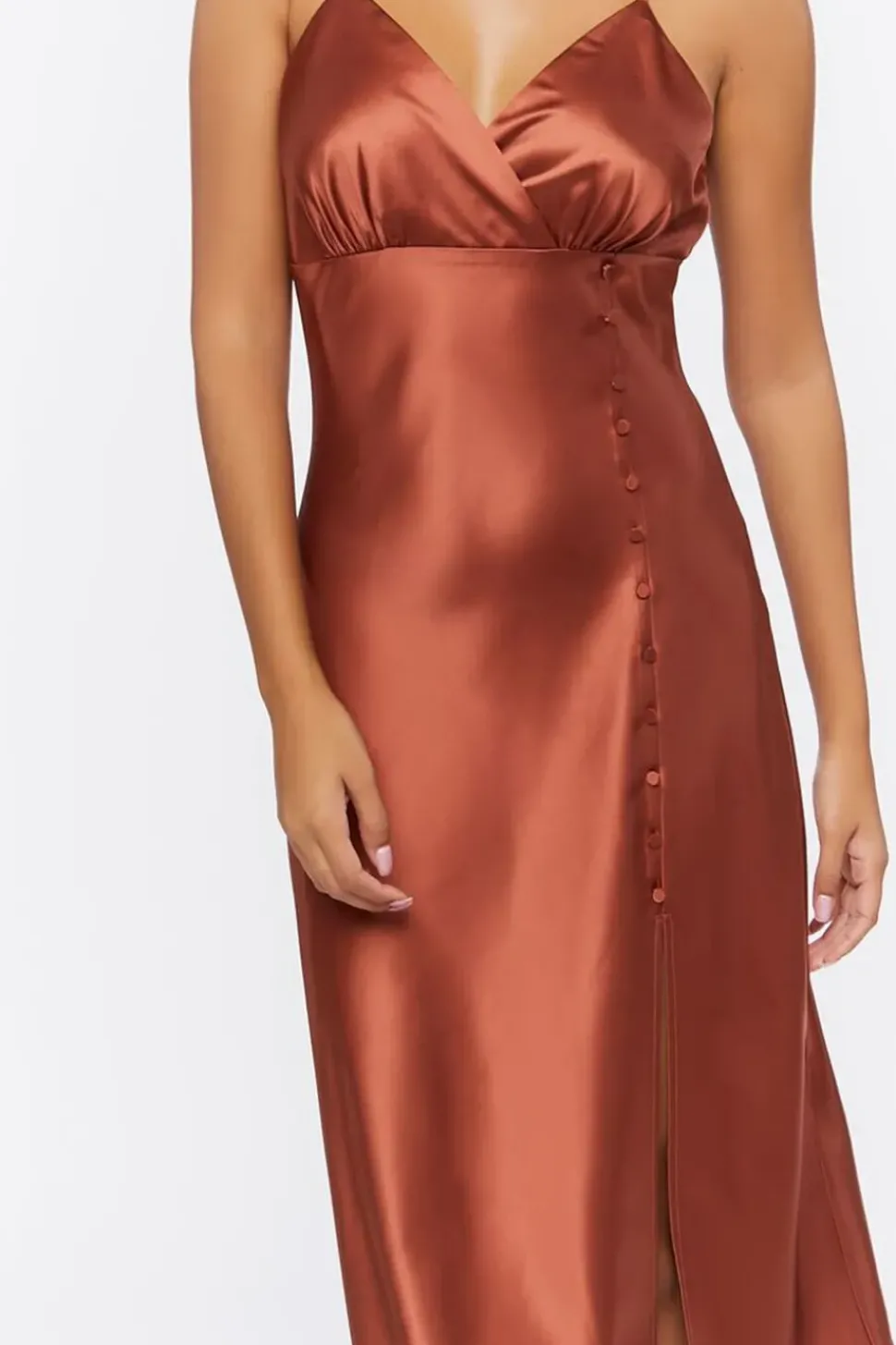 Satin Surplice Midi Dress