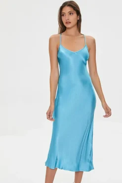 Satin Tie-Back Midi Dress