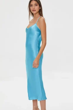 Satin Tie-Back Midi Dress