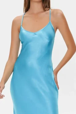 Satin Tie-Back Midi Dress