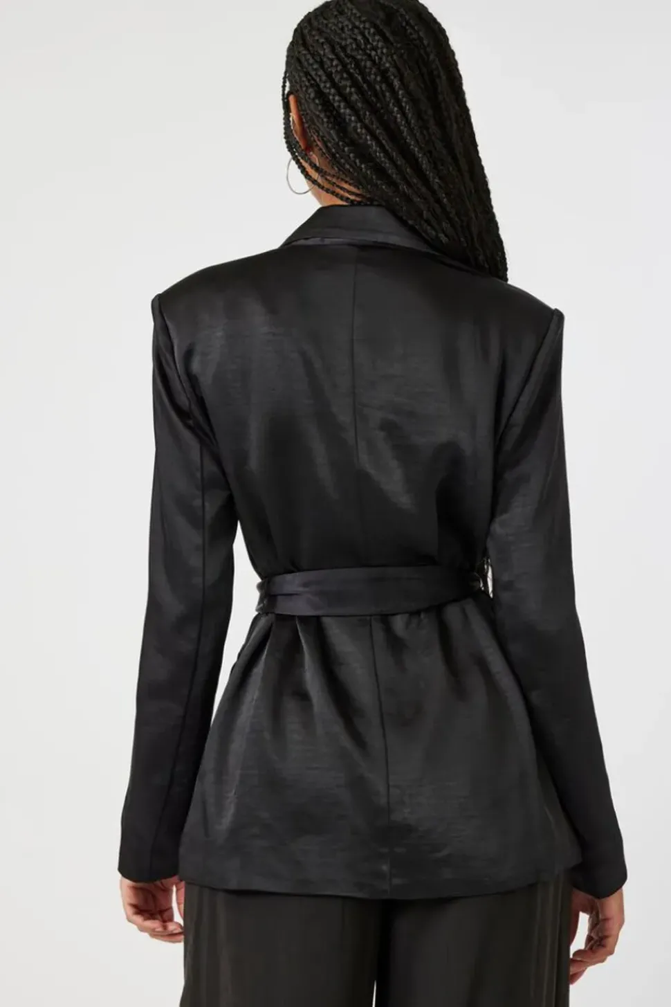 Satin Tie-Belt Blazer