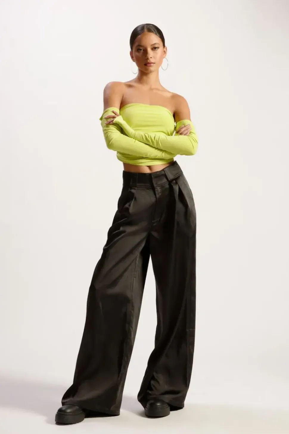Satin Wide-Leg Pants