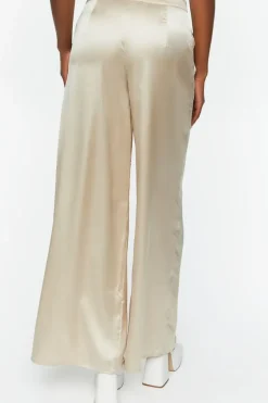 Satin Wide-Leg Split-Hem Pants