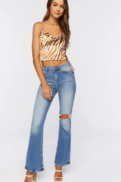 Satin Zebra Print Crop Top