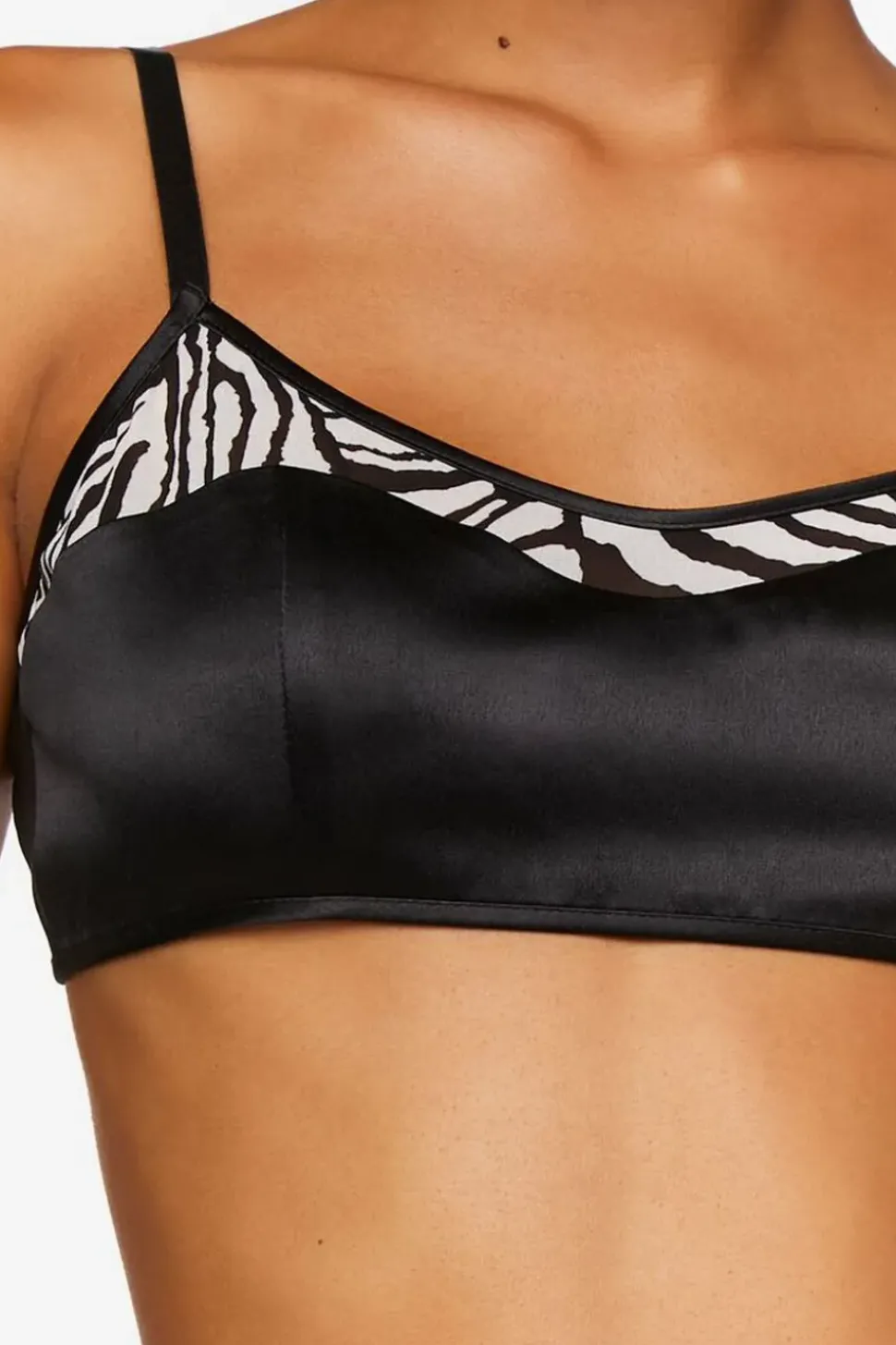 Satin Zebra-Trim Triangle Bralette