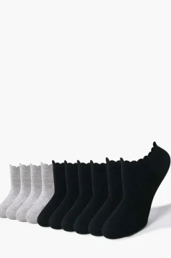 Scalloped-Trim Ankle Socks - 5 Pack