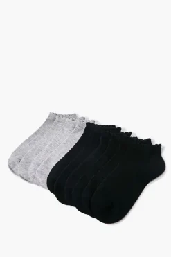 Scalloped-Trim Ankle Socks - 5 Pack
