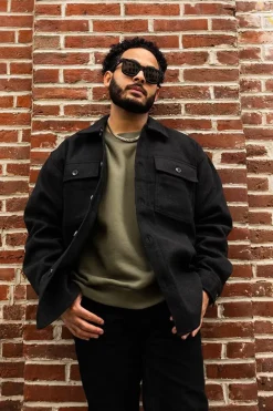 Scoop-Hem Button-Up Jacket