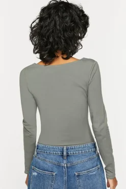 Scoop-Neck Long-Sleeve Bodysuit