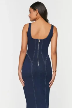 Seamed Denim Bodycon Dress