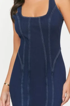 Seamed Denim Bodycon Dress