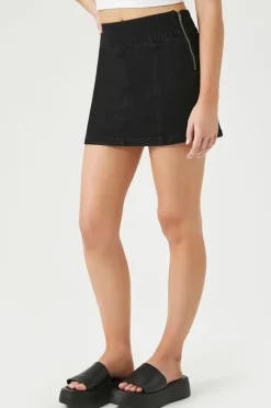 Seamed Denim Mini Skirt