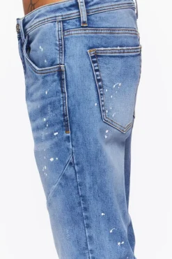 Seamed Paint Splatter Slim-Fit Jeans