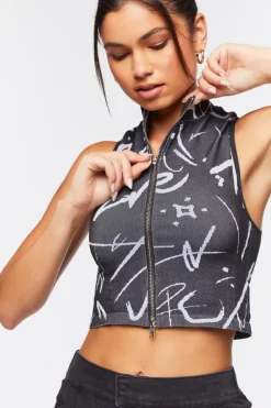 Seamless Abstract Print Crop Top