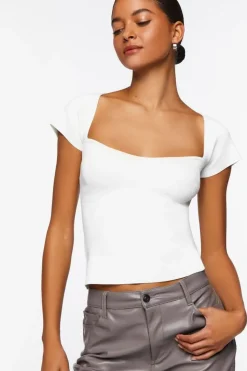 Seamless Cap-Sleeve Sweater Top
