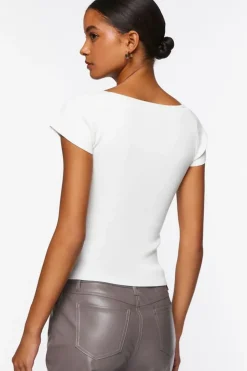 Seamless Cap-Sleeve Sweater Top