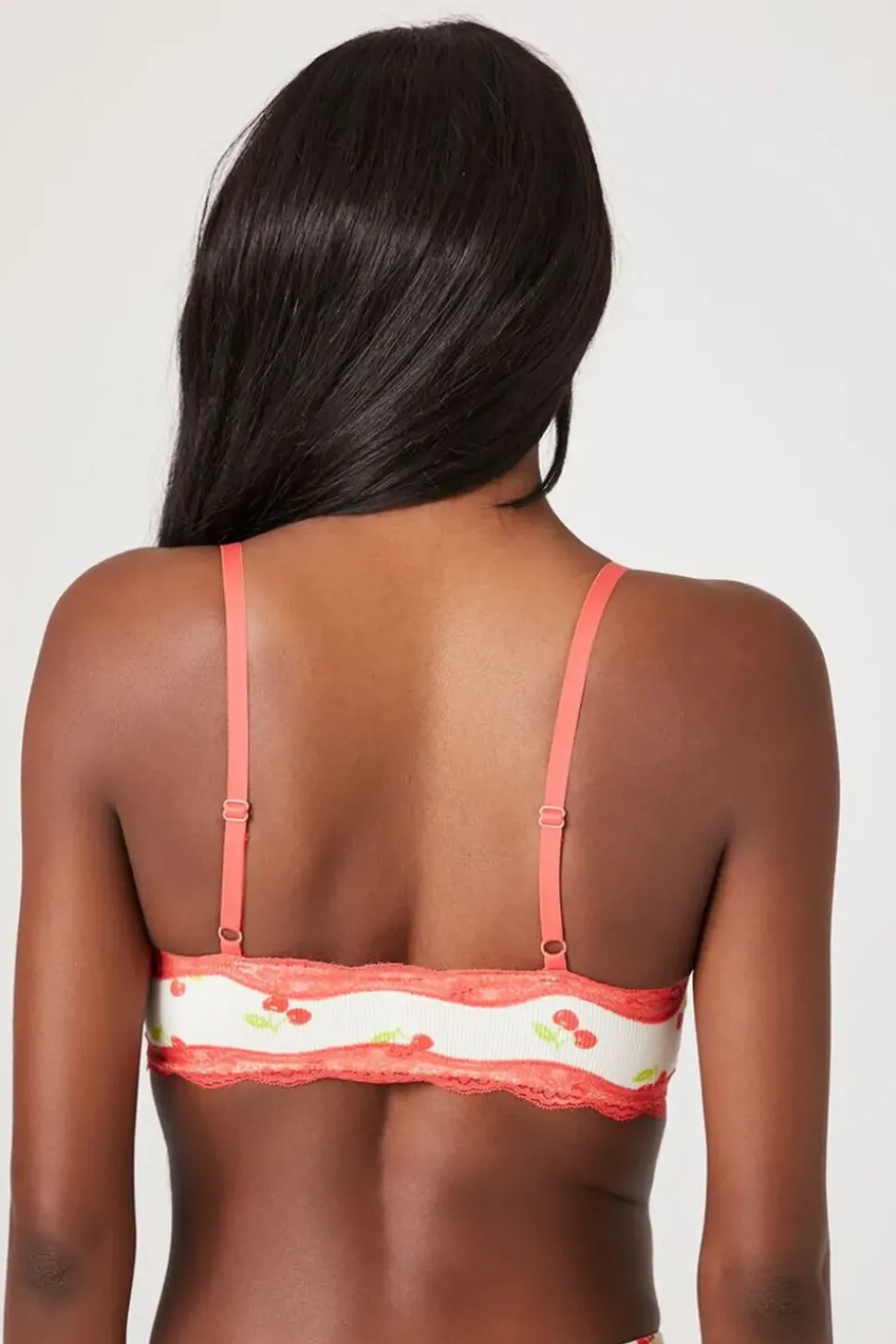 Seamless Cherry Lace-Trim Bralette