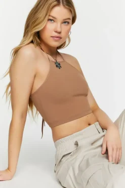 Seamless Halter Tie-Back Crop Top