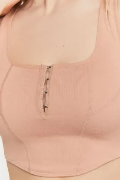 Seamless Hook-And-Eye Cropped Tank Top