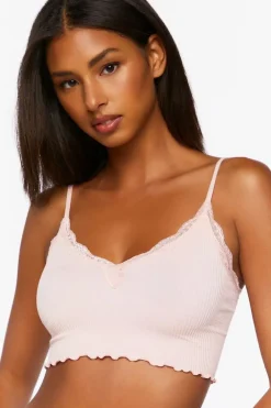 Seamless Lace-Trim Bralette