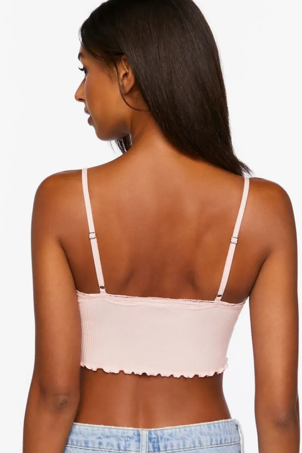 Seamless Lace-Trim Bralette