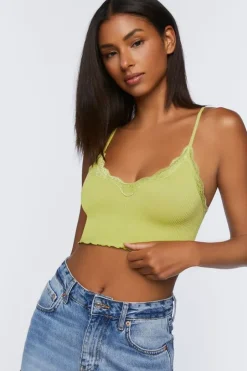 Seamless Lace-Trim Bralette