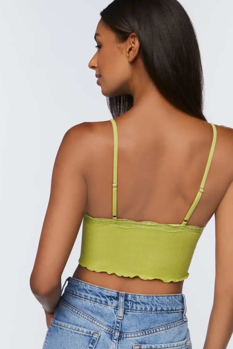 Seamless Lace-Trim Bralette
