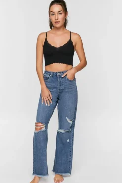 Seamless Lace-Trim Bralette