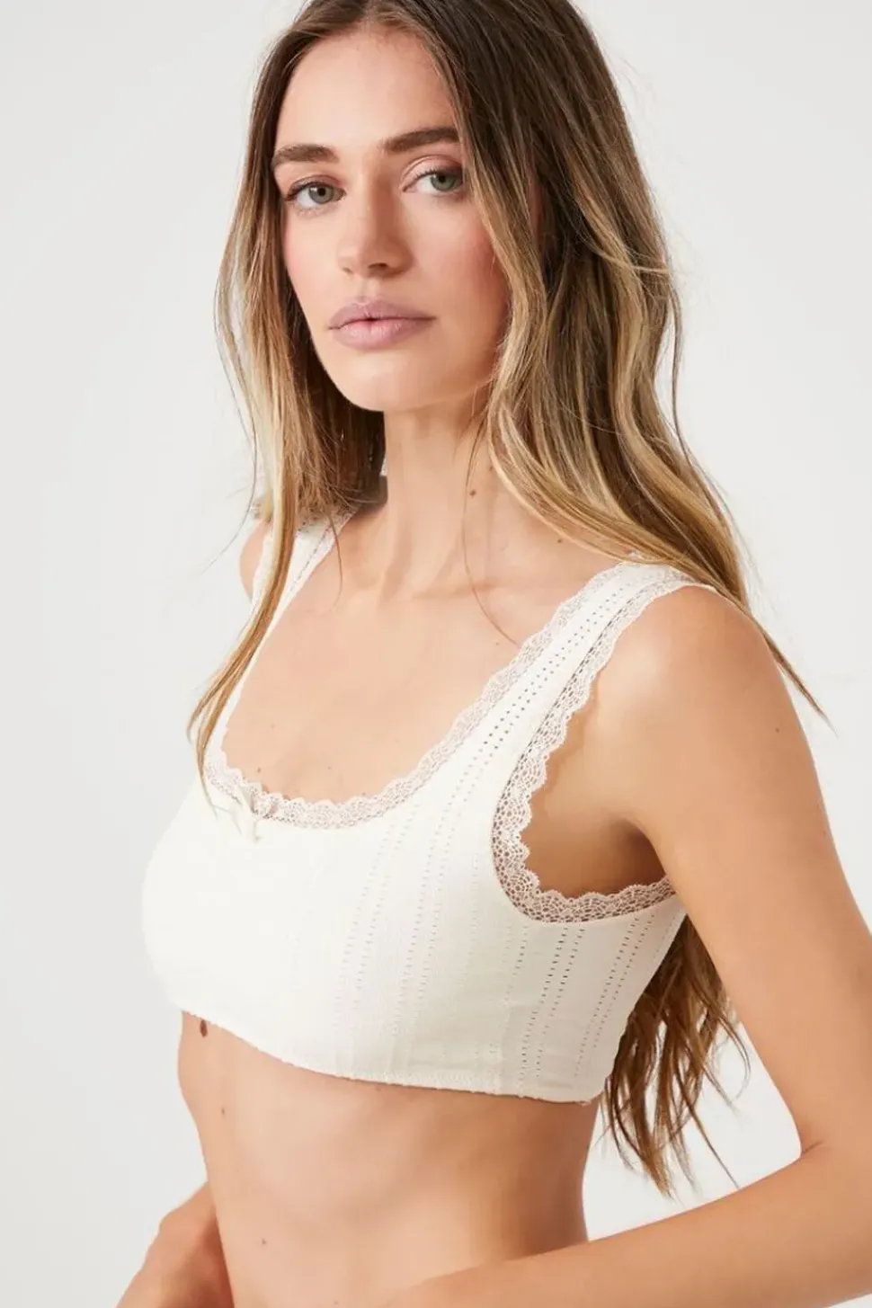 Seamless Lace-Trim Bralette
