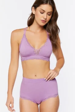 Seamless Lace-Trim Shortie Panties