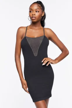Seamless Mesh-Panel Mini Dress