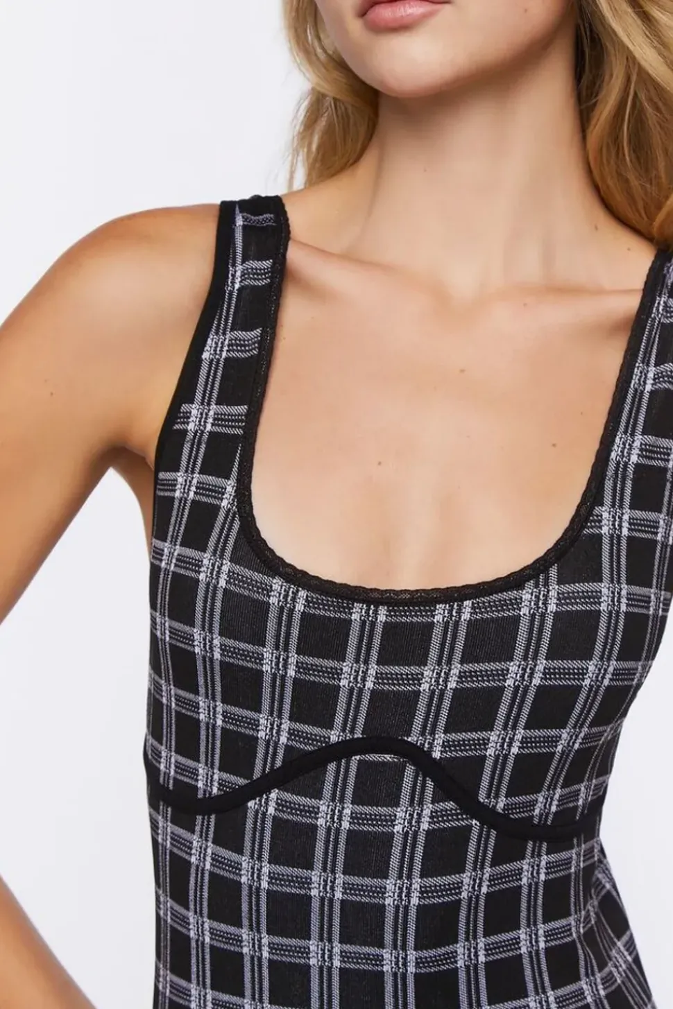 Seamless Plaid Lingerie Slip