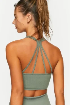 Seamless Ribbed Strappy Sports Bra