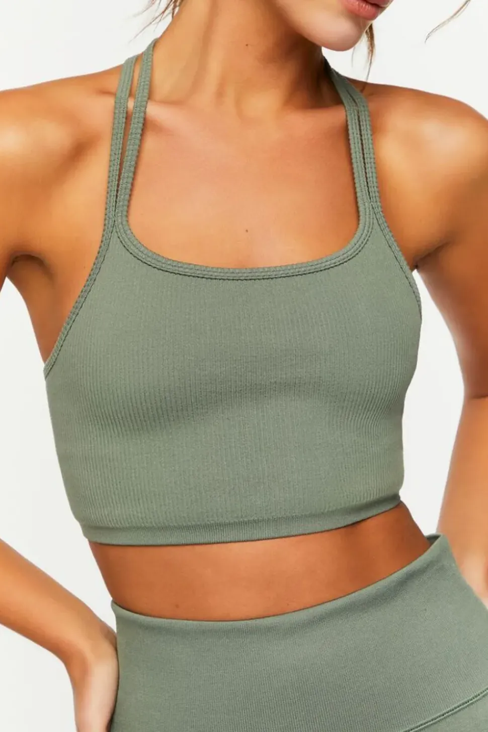 Seamless Ribbed Strappy Sports Bra