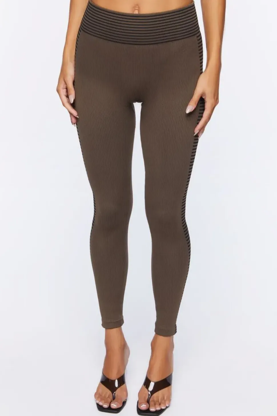 Seamless Striped-Trim Leggings