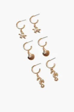 Seashell Charm Hoop Earring Set