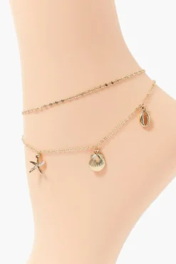 Seashell Charm Layered Anklet