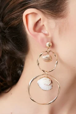 Seashell Hoop Drop Earrings