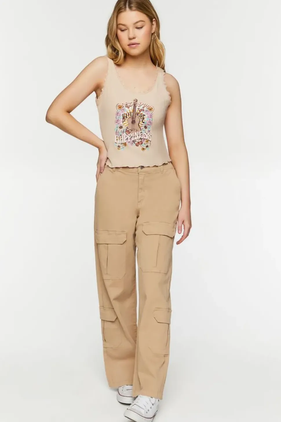 Self Love Graphic Lace-Trim Tank Top