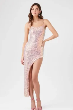Sequin Asymmetrical Maxi Dress
