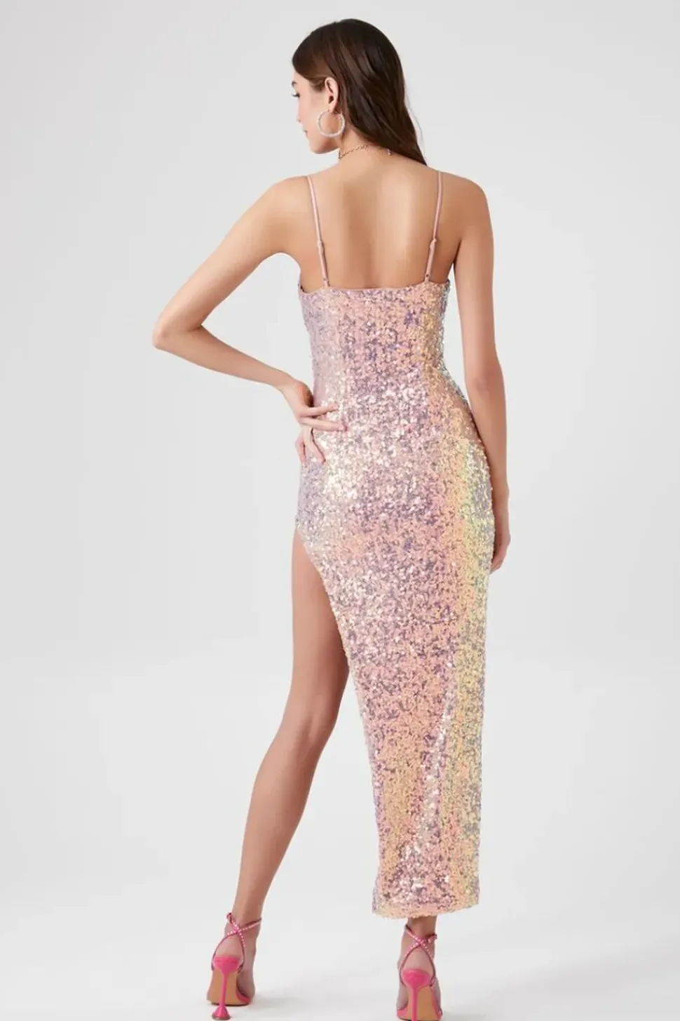 Sequin Asymmetrical Maxi Dress