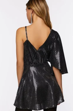 Sequin Asymmetrical Mini Dress