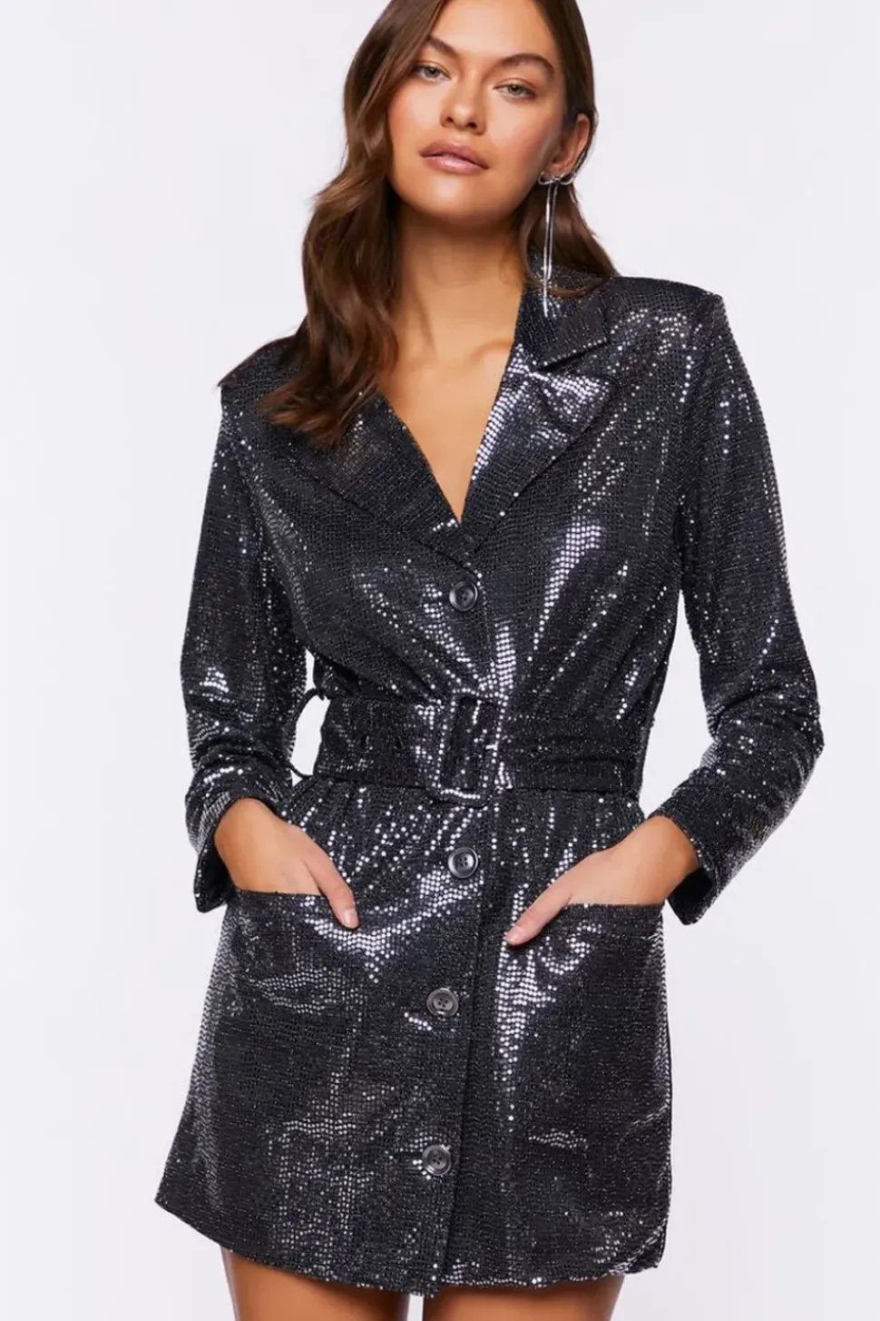Sequin Belted Blazer Mini Dress