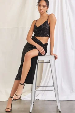 Sequin Cami & Midi Skirt Set