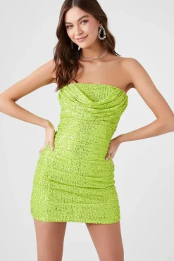 Sequin Cowl Tube Mini Dress