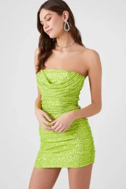 Sequin Cowl Tube Mini Dress