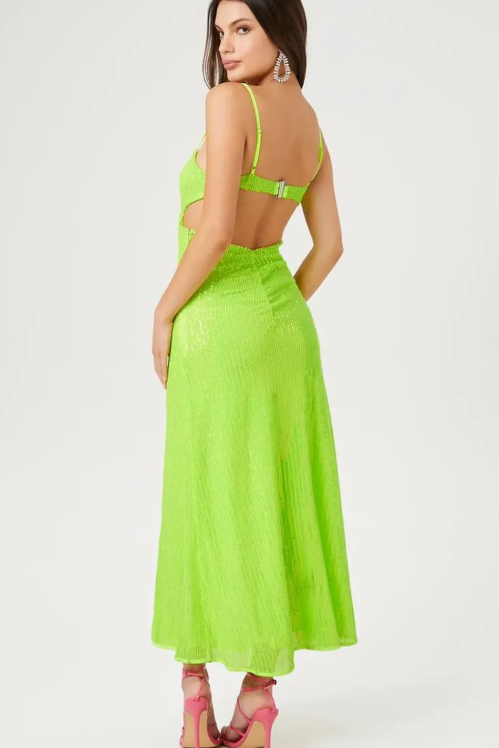 Sequin Cutout Cami Midi Dress